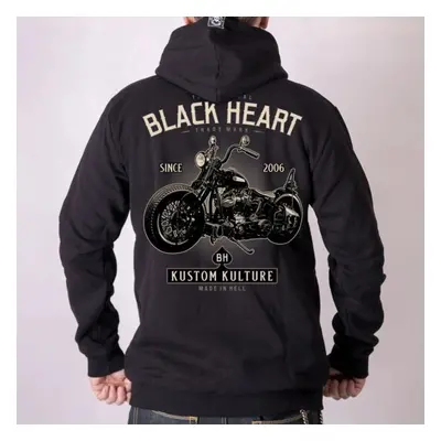 mikina s kapucí pánské - MOTORCYCLE - BLACK HEART