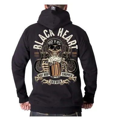 mikina s kapucí pánské - BEER BIKER - BLACK HEART