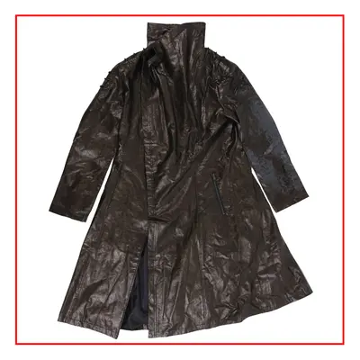 kabát pánský DEVIL FASHION - Villain Blues Punk Faux Leather Trench Coat - Brown - POŠKOZENÉ