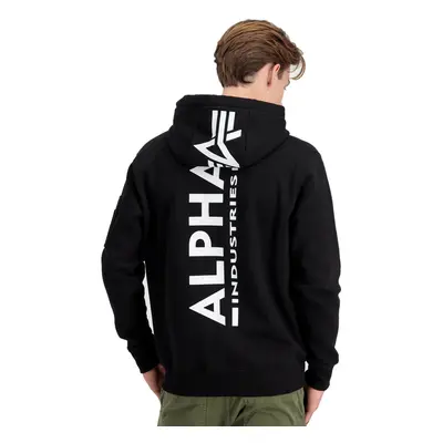 mikina kapucí pánské - Back Print - ALPHA INDUSTRIES - black_128342