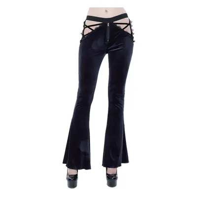 kalhoty dámské DEVIL FASHION - Negative Nancy Gothic Velvet Flared Pants With Lace