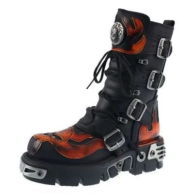 boty kožené dámské - Vampire Boots (107-S1) Black-Orange - NEW ROCK - M.107-S1