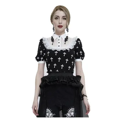 tričko gothic and punk dámské - SWEET PANDEMONIUM BLACK AND WHITE - DEVIL FASHION - TT22202