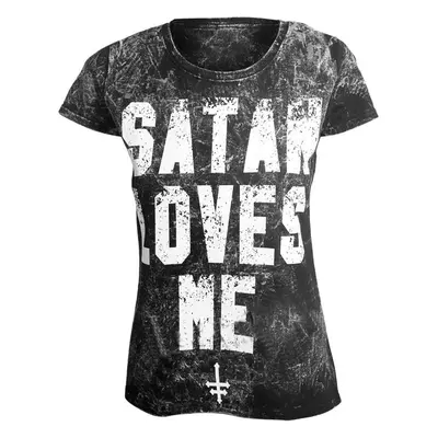 tričko hardcore dámské - SATAN LOVES ME - AMENOMEN - OMEN057DA ALLPRINT WHITE