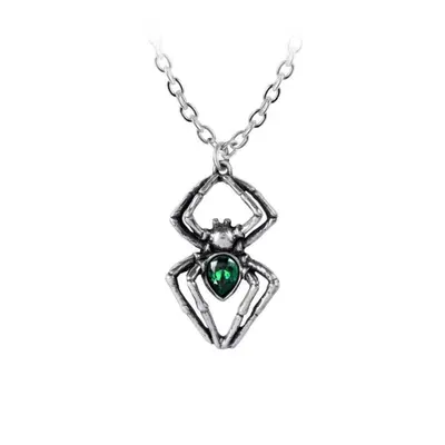 obojek ALCHEMY GOTHIC - Emerald Spiderling - Pewter