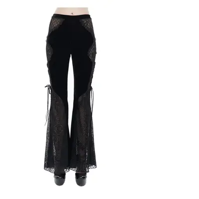 kalhoty dámské DEVIL FASHION - Sparkle Witch Side Laced Up Velvet Flared Gothic