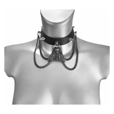 obojek DEATH'S HEAD CHAIN LEATHER CHOKER