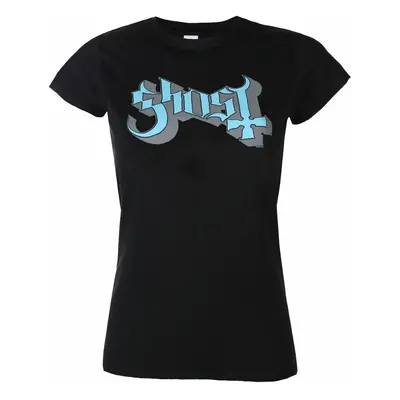 Tričko metal dámské Ghost - Blue/Grey Keyline Logo Skinny - ROCK OFF - GHOTEE01LSB