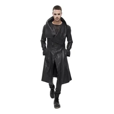 kabát pánský DEVIL FASHION - Villain Blues Punk Faux Leather Trench Coat - Black