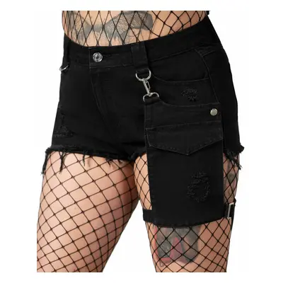 kraťasy dámské KILLSTAR - Fury Road Denim Garter - Black