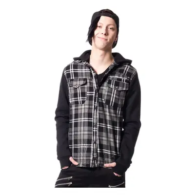 mikina s kapucí pánské - QUINN JACKET MENS GREY CHECK - VIXXSIN - POI403