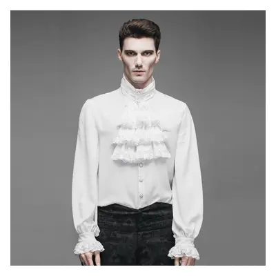 košile pánská DEVIL FASHION - Iago Gothic Chiffon Shirt with a Bowtie - Porcelain Frost