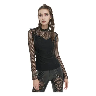 tričko gothic and punk dámské - High Neck Fake - DEVIL FASHION - TT233