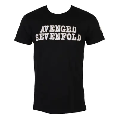 Tričko metal pánské Avenged Sevenfold - Logo & Deathbat Applique - ROCK OFF - ASAPSLUB01MB