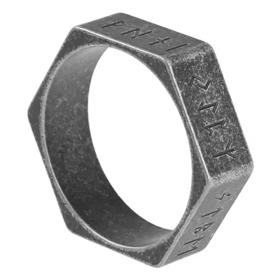 prsten Hexagon Viking Nordic Runes - BLACK