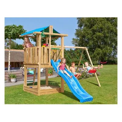 Hřiště Jungle Hut se skluzavkou a modulem 2-Swing Frame 2.0