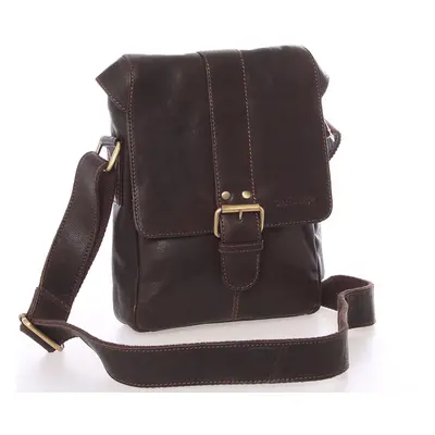 Střední pánská kožená crossbody brašna hnědá - SendiDesign Lysander