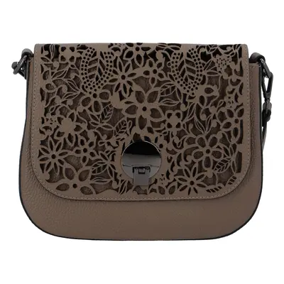 Dámská kožená crossbody kabelka taupe - ItalY Bettery