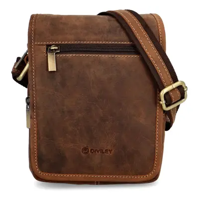 Pánská kožená crossbody/taška hnědá broušená - Diviley Ethan