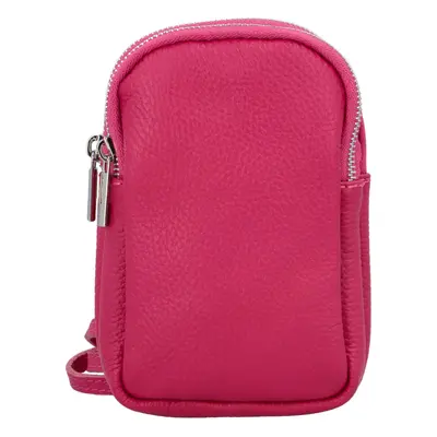 Dámské kožené crossbody pouzdro fuchsiové - Delami Valli