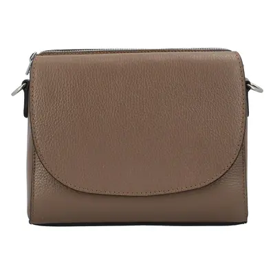 Dámská kožená crossbody kabelka taupe - Delami Sotera