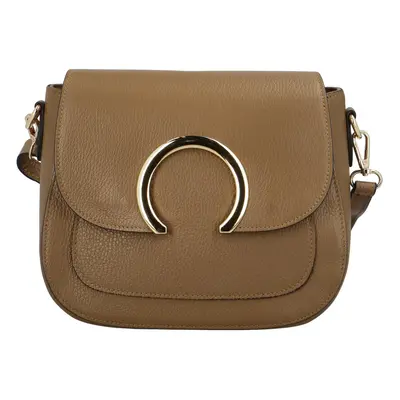 Dámská kožená crossbody kabelka khaki - Delami Pretty