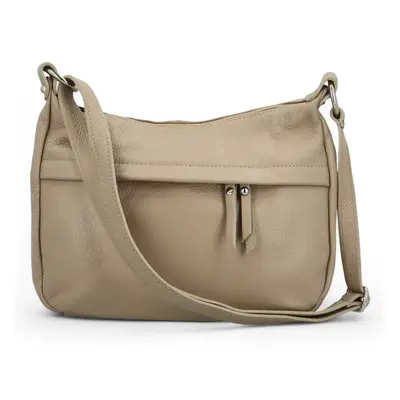 Dámská kožená crossbody kabelka taupe - Delami Meyrra