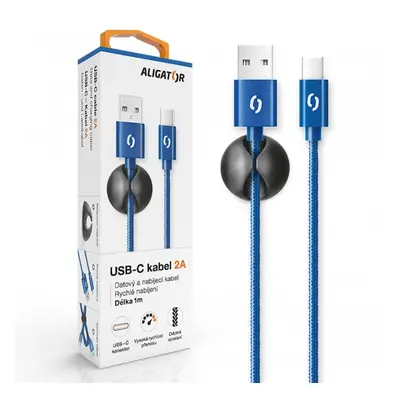 Datový kabel ALIGATOR PREMIUM 2A, USB-C, modrá