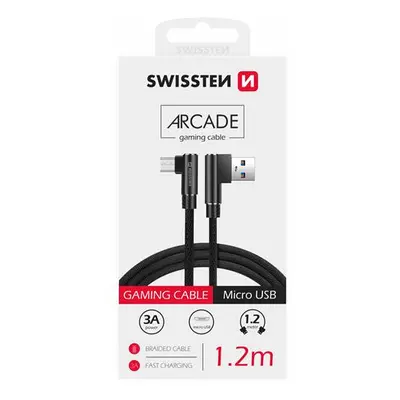 Textilní datový kabel Swissten Arcade USB/MICRO USB, 1,2m, černá