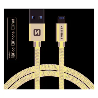 Datový kabel Swissten Textile USB / Lightning MFi 2,0m, black