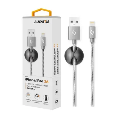 Datový kabel ALIGATOR PREMIUM 2A, Lightning, Grey