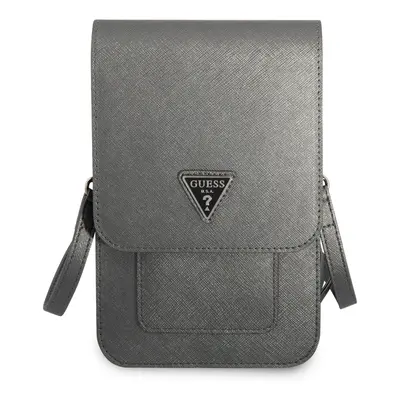 Taška Guess PU Saffiano Triangle Logo Phone Bag, šedá