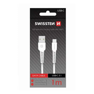 Datový kabel Swissten USB / USB-C, 1m, bílá