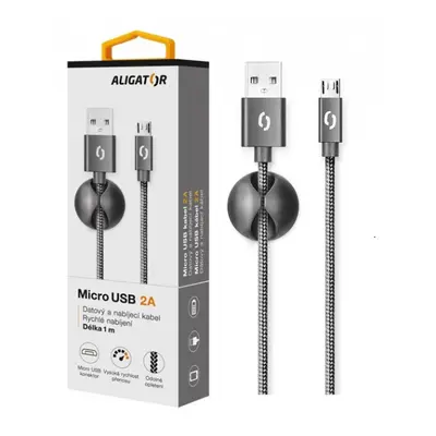 Datový kabel ALIGATOR PREMIUM 2A, MicroUSB, Black