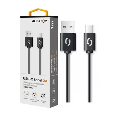 Datový kabel ALIGATOR 2A USB-C 1m, black