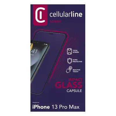 Tvrzené sklo Cellularline CAPSULE pro Apple iPhone 13 Pro Max, černá