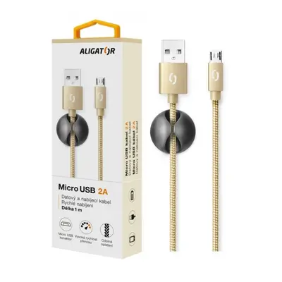 Datový kabel ALIGATOR PREMIUM 2A, MicroUSB, Gold