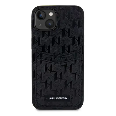 Zadní kryt Karl Lagerfeld Saffiano Monogram Card Slot pro Apple iPhone 14, černá