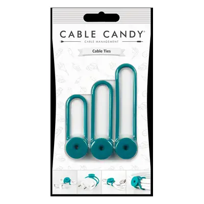 Kabelový organizér Cable Candy Tie, 3ks, tyrkysový