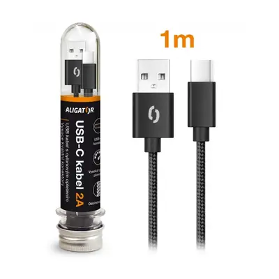 Datový kabel ALIGATOR TUBA 2A, USB-C, černá