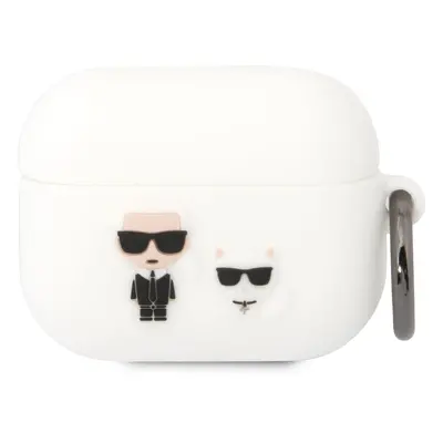 Silikonové pouzdro Karl Lagerfeld and Choupette pro Airpods Pro, bílá