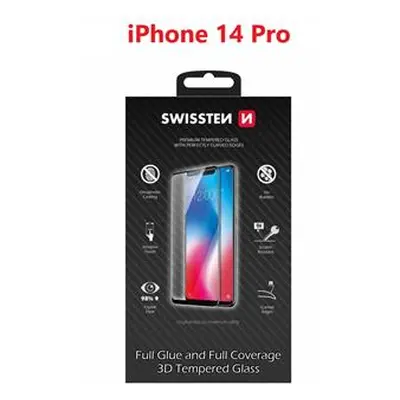 Tvrzené sklo Swissten Ultra Durable 3D Full Glue Glass pro Apple iPhone 14 Pro, černá