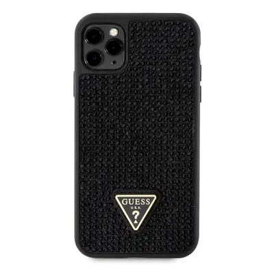 Zadní kryt Guess Rhinestones Triangle Metal Logo pro Apple iPhone 11 Pro, černá