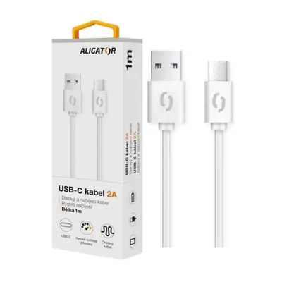 Datový kabel ALIGATOR 2A USB-C 1m, bílá