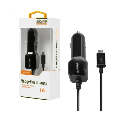 Nabíječka do auta ALIGATOR microUSB 1A, originální, Black