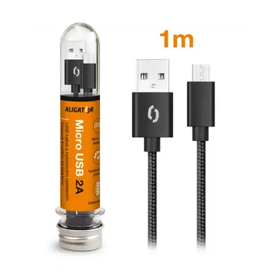 Datový kabel ALIGATOR TUBA 2A, Micro USB, černá