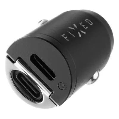 Autonabíječka FIXED s 2xUSB-C výstupem v miniaturním provedení, podpora PD, 30W, černá