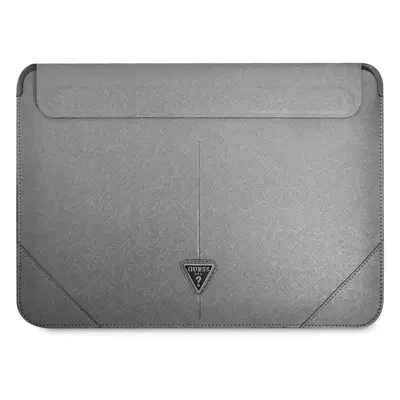 Pouzdro Guess Saffiano Triangle Metal Logo Computer Sleeve 13/14", stříbrná