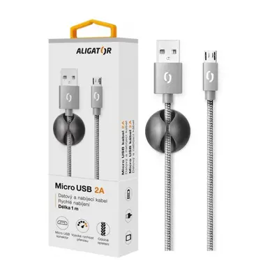 Datový kabel ALIGATOR PREMIUM 2A, MicroUSB, Grey