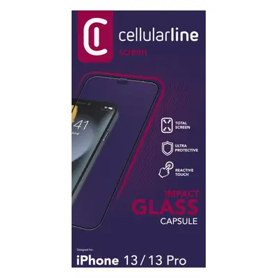 Tvrzené sklo Cellularline CAPSULE pro Apple iPhone 13/13 Pro, černá